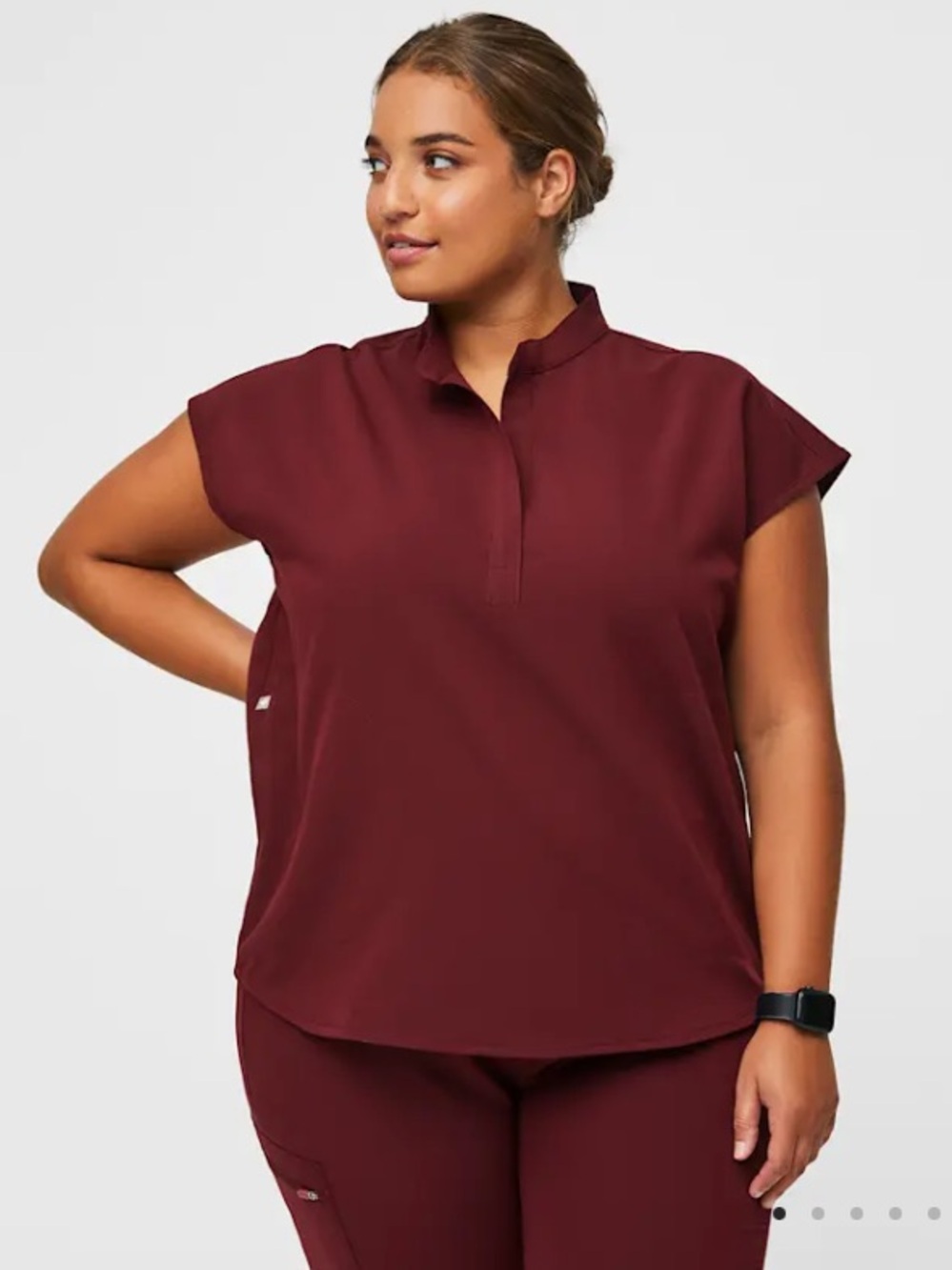 Figs Rafaela Scrub Top Burgundy Sz L Like New